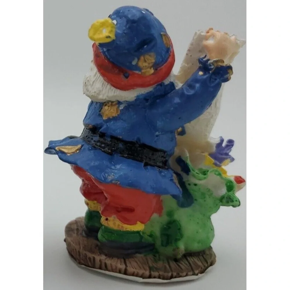 Vtg 1996 Handpainted Hermitage Pottery Santa Claus Set of 2 Blue List Globe 3.5
